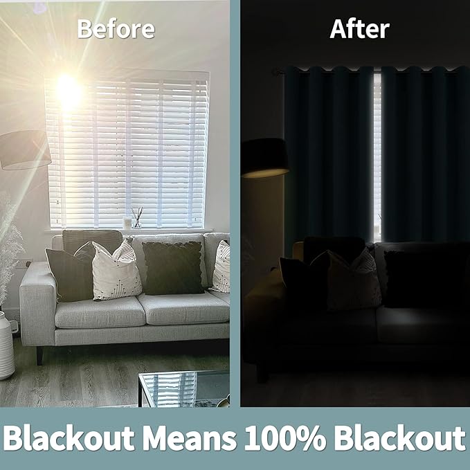 BGment Thermal Insulated 100% Blackout Curtains for Bedroom with Black Liner, Double Layer Full Room Darkening Noise Reducing Grommet Curtain (52 x 63 Inch, Frosty Green, 2 Panels) - Image 3
