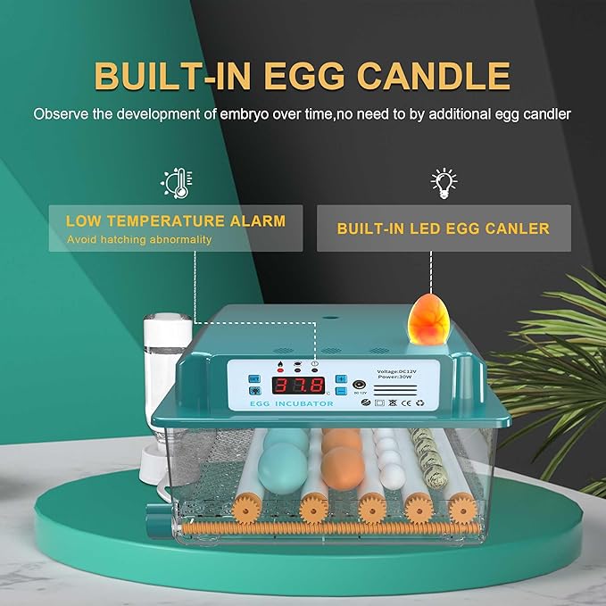 Choies 16 Egg Incubator,Incubators for Hatching Eggs,Automatic Egg Turning,Humidity Control,Automatic Water Adding,Incubator with Egg Candler,Quail Eggs Incubators for Hatching Chicken,Duck,Goose - Image 5