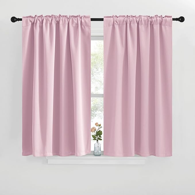 NICETOWN Blackout Window Curtains for Camper - (Baby Pink Color) 42x40 Inch, 2 Panels Set, Thermal Insulated Room Darkening Blackout Drapes/Draperies with Rod Pocket & Back Tab for Loft - Image 2