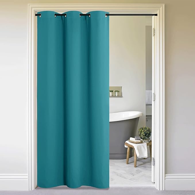 NICETOWN Closet Curtain for Bedroom Privacy, Faux Folding Accordion Doors, Blackout Noise Reducing Divider Curtains for Doorway Laundry Room Bifold Door (1 Panel, 5ft Wide x 9ft Long, Peacock Blue) by NICETOWN