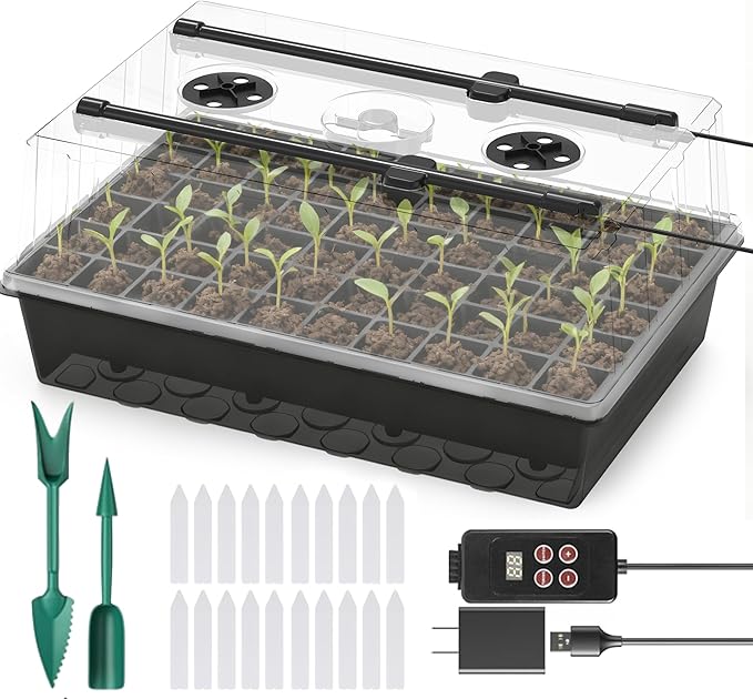 60-Cell Self-Watering Seed Starter Tray with Grow Light, Upgraded 1–24H Timer, Seed Trays with Humidity Dome, Indoor Gardening System, Starter Kit for Seeds, Plant Germination by Unknown
