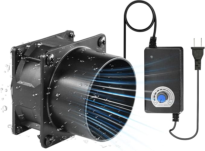 3.15" 12V Axial Exhaust Vent Fan with 3" Square to Round Duct Plate Stepless Speed Control Smoke Extractor Fan Kit for 3D Printer Enclosure Laser Engraver Soldering Small Grow Tents by AMCHIXIN