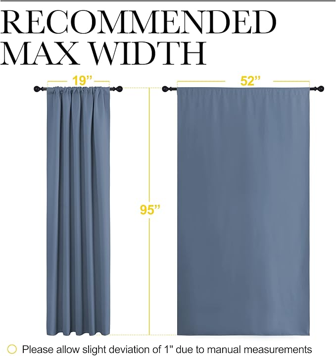 NICETOWN Blackout Curtains Window Draperies - Window Treatment Thermal Insulated Solid Room Darkening Drapes for Bedroom (Stone Blue, Set of 2 Panels, 52 by 95 inches Long) - Image 7
