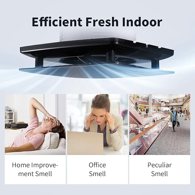 Zeyzer Black Bathroom Fan 110 CFM 1.0 Sone 5.9" Duct Square Ceiling or Wall Mount Ventilation Exhaust Fan for Bathroom/Corridor/Office/Laundry Room/SHop - Image 5