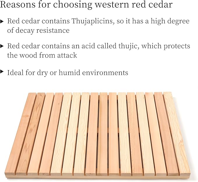 bingaai Cedar Wood Shower Mat, Cedar Wooden Bath Mats, Wood Bath Mat 31.5 × 23.6 in, Shower Stall Mat Non-Slip for Bathroom Bathtub Spa Sauna Garden Home, Wooden Floor Mat Large for Indoor and Outdoor - Image 2