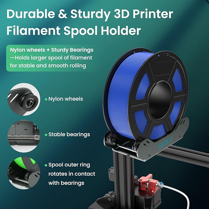 SUNLU 3D Printer Filament Holder, Precision Adjustable 3D Filament Mount Rack for 1kg/3kg/5kg Filament spools, Smooth Feeding and Adaptive for PLA/PETG/Nylon/Wood/TPU All 3D Printer Filament, Grey - Image 5