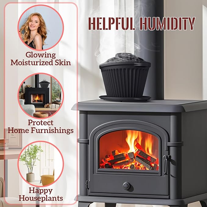 Wood Stove Steamer & Cast Iron Humidifier, 1.4 Qt Fireplace Simmer Pot with Cast Iron Trivet, Dual-Layer Design for Steaming, Humidifying and Stove Protection (Ellipse-1) - Image 6