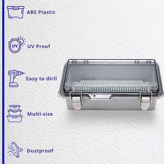 MAKERELE Small Outdoor Junction Box Waterproof Electrical IP67 Plastic Enclosure for Electrical Project with Transparent Cover Outside Size 7.9×3.9×2.8 inch(200×100×70mm) - Image 5