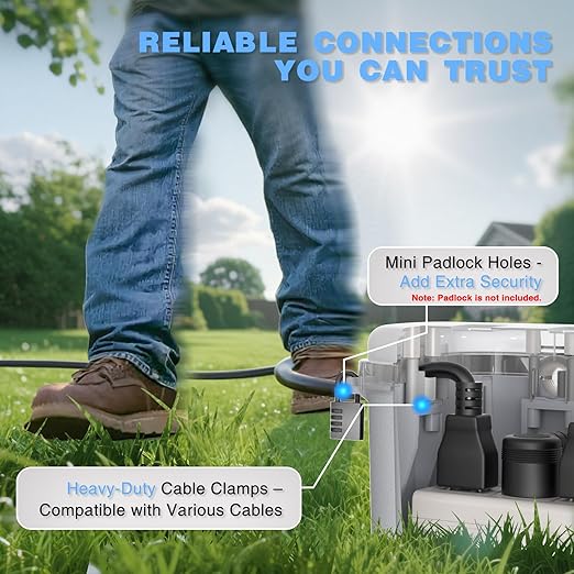 Flemoon Medium Outdoor Electrical Box Waterproof with Clear Lid, Weatherproof Extension Cord Cover for Photocell Light Sensor Timer, Power Strip, Outlet, Plug, Socket, Transparent and Gray - Image 8