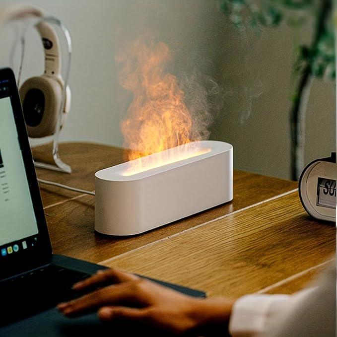 Aromatherapy Essential Oil Diffuser, Timer Off Flame Humidifier, 150ml Capacity, for Yoga, Home, Office, School,White - Image 3
