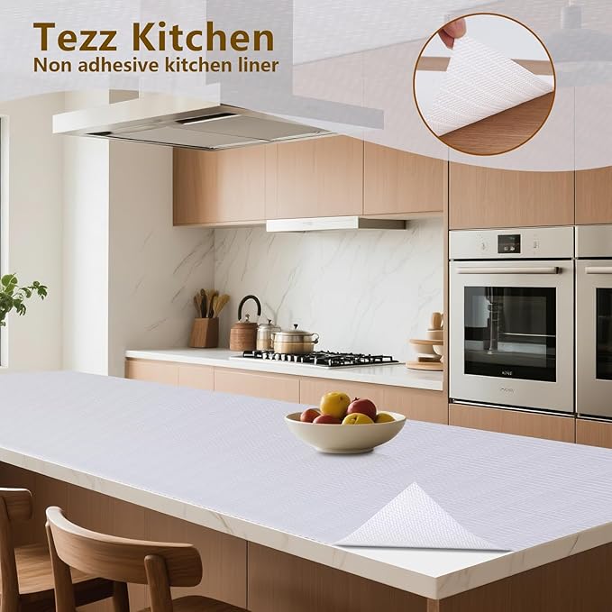 Shelf Liner, 14 Inches x 20 FEET Non-Slip Kitchen Cabinet Liner, Washable Oil-Proof Non-Adhesive Contact Paper for Kitchen Drawer, Cabinet, Shelves, Refrigerator, Storage, Desks, coutertops - Image 4