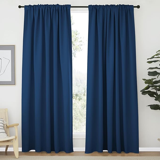 NICETOWN Living Room Blackout Draperies Curtains - (Moroccan Blue Color) W70 x L84, 2 Panels, Home Decoration Window Blackout Drape Panels for Patio Door - Image 2