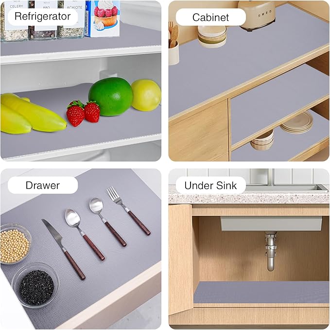 Drawer and Shelf Liner for Kitchen Cabinet,Non-Adhesive Cabinet Liner 24in x 20FT,Waterproof Shelf Paper Non-Slip Mats Cupboard Liners Contact Protect Dresser/Shelves/Table-Grey - Image 8