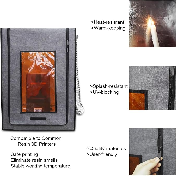 Multifunctional 3D Printer Enclosure w/Adjustable Ventilation Kit Eliminate Odors Tent Cover Compatible with Anycubic Photon Mono, Elegoo Saturn/Mars 3/4 & Creality Halot Series Resin 3D Printer - Image 4