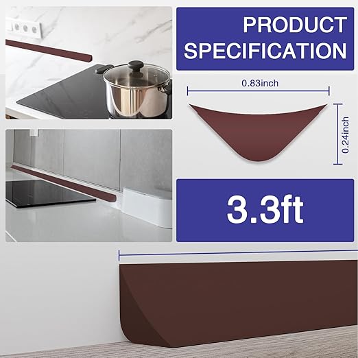 Flexible Molding Trim, Flexible Bendable Adhesive Caulking Strip, Molded Trim, Peel and Stick Home Decorative Edge for Bathroom, Kitchen, Floor, Wall (Dark Brown, 0.83in x 0.24in x 3.3ft) - Image 2