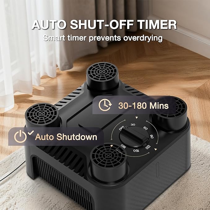 Air Choice Boot Dryer, Electric Shoe & Glove Dryer with Heat Blower Fan, 180 Mins Timer, Detachable Racks, Helps Reduce Odor, 4 Boot Warmer for Work & Ski Shoes, Sneakers, Gloves, and Hats - Image 3