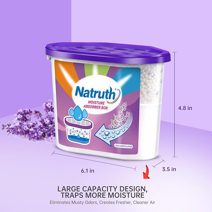 NATRUTH Moisture Absorbers With Lavender Scent,12.5OZ*6-Pack Portable Closet Dehumidifier, Odor Eliminator Absorber Bucket,Humidity Absorber,Cleaner Air Dehumidifier for Closet,Bathrooms, Kitchen - Image 4