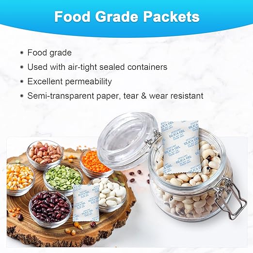 Silica Gel Packets - 10 Gram 120 Packs Moisture Absorbers, Food Grade Desiccant Packs for Storage, Premium Color Indicating Desiccant Packs for Storage, Widely Used for Foods, Electronics, Jewelry - Image 2