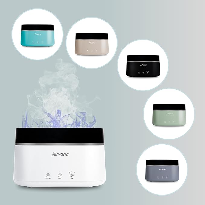 AquaFlame Ultrasonic Humidifier (.75L / .20 Gal) - Vibration Technology Humidifier with Essential Oil Diffuser – Tabletop Design for Personal Use, Dorm Rooms, & Desks - Taupe - Image 5