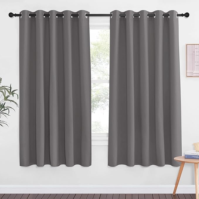 NICETOWN Blackout Curtain Drape for Bedroom - Grommet Noise Reducing Thermal Insulated Solid Room Darkening Window Treatment for Doorway/Kids Room (1 Panel, 66 x 66 Inch, Gray) by NICETOWN