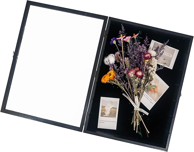 16x20 Shadow Boxes Display Cases with Shelves, Black Deep Shadow Box Frame for Keepsake Collectibles, Coins Military Medals Pins Wedding Flowers - Image 2