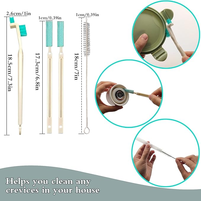 Small Household Cleaning Brushes by ELEMGULY,9 Pcs Crevice Brush for Hole, Gap, Corner, Space, Micro Crevice Scrub Cleaner Tool for Bottle, Keyboard, Window, Door Track - Image 2