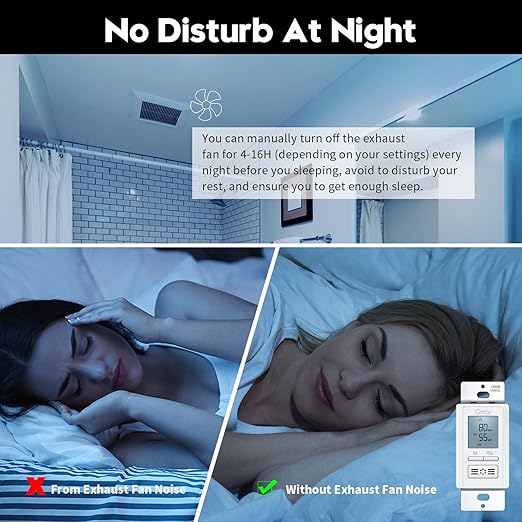 [New Generation] Humidity Sensor Switch, Ortis in-Wall Bathroom Fan Automated Control Switch, Air Moisture Detection, Neutral Wire Required, White, 120V/220V - Image 5