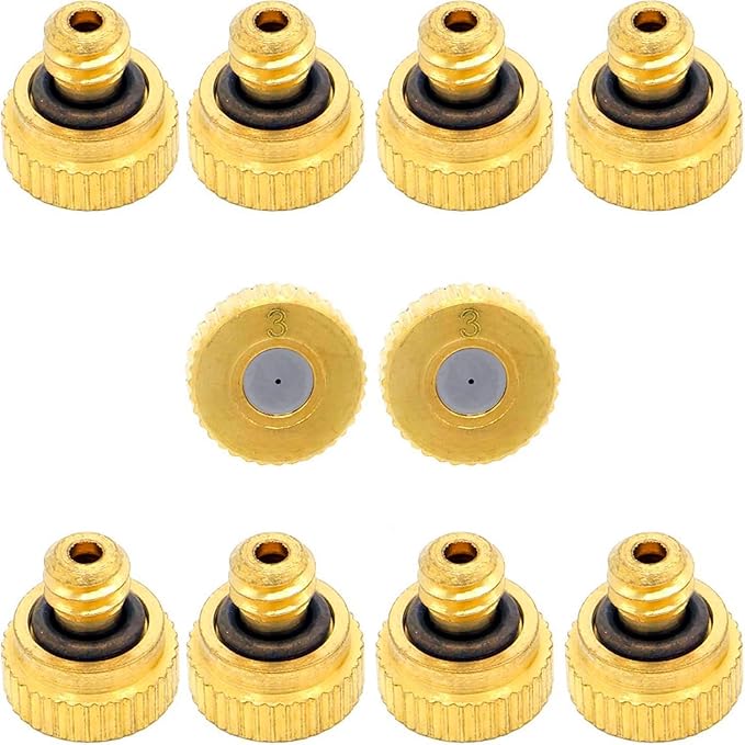 10Pcs Brass Misting Nozzle - 0.012" Orifice (0.3mm) Dia 10/24 UNC Replacement Heads for Outdoor Cooling System (0.3mm) by ZXUEZHENG