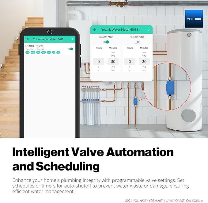 NSF Certified YoLink FlowSmart All-in-One Smart Water Meter & Auto Shutoff for ¾″ Pipes, LoRa Long-Range, Real-Time Leak Detection, 10-Year Battery, 80+ Device Ecosystem, Hub Included – YS5018 - Image 6