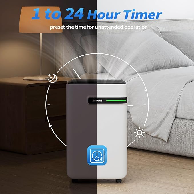 AIRPLUS Dehumidifier for Basement - 4,500 Sq. Ft. 70 Pints, Multifunctional Dehumidifier with Drain Hose & Auto Shut-Off Function, Powerful Dehumidifiers for Home(AP2103) - Image 5