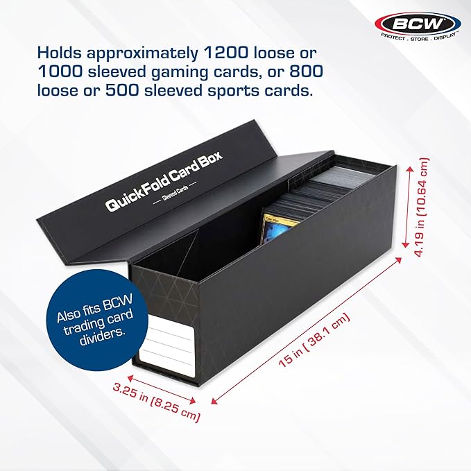 BCW QuickFold Card Boxes for Sleeved Cards - 6 Pack | Not for Toploaders | Magnetic Closure Card Storage Box | Holds 500 to 1200 Cards Each | Fits Trading Card Dividers | Easy to Assemble - Image 3