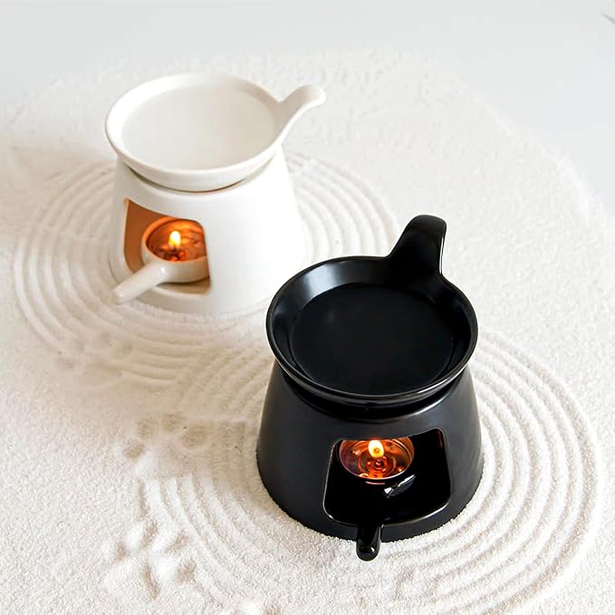 Ceramic Essential Oil Burner, BAOBYAO Wax Melt Burners Humidifier Yoga Aromatherapy Fragrance Diffuser Candle Holder for Living Room, Bedroom, Office Decoration (Black, 4 * 4 * 5 Inch) - Image 8