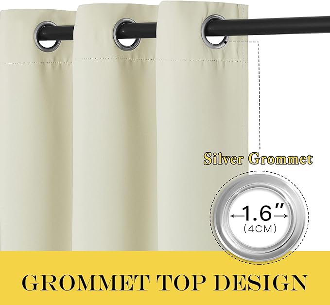NICETOWN Blackout Living Room Curtain 102 inch Length - Grommet Thermal Insulated Cold & Heat Blocking Window Treatment Sound Reducing Drape for Bedroom (Beige, 1 Piece, W66 x L102) - Image 5