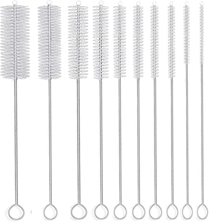 Long Straw Brush, Nylon Pipe Tube Cleaner 8-ihch 10 Different Diameters Set of 10 by DESIN