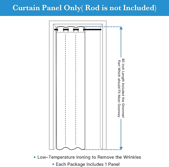 RYB HOME Temporary Doorway Curtains Blackout Privacy Room Divider Curtains Portable Drapes for Closet Wall Panel for Bedroom Living Room Dining Basement Window, W 60 x L 108 inches, Sand - Image 7