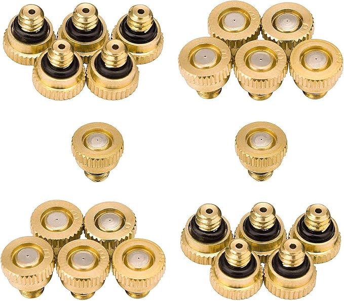 Brass Misting Nozzles for Outdoor Cooling System 22 pcs,0.012" Orifice (0.3 mm) 10/24 UNC by Aootech by Aootech