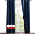NICETOWN Complete 100% Blackout Curtain Set, Thermal Insulated & Energy Efficiency Window Draperies for Guest Room, Full Shading Panels for Shift Worker and Light Sleepers, Navy Blue, 37W x 84L, 2 Pcs by NICETOWN
