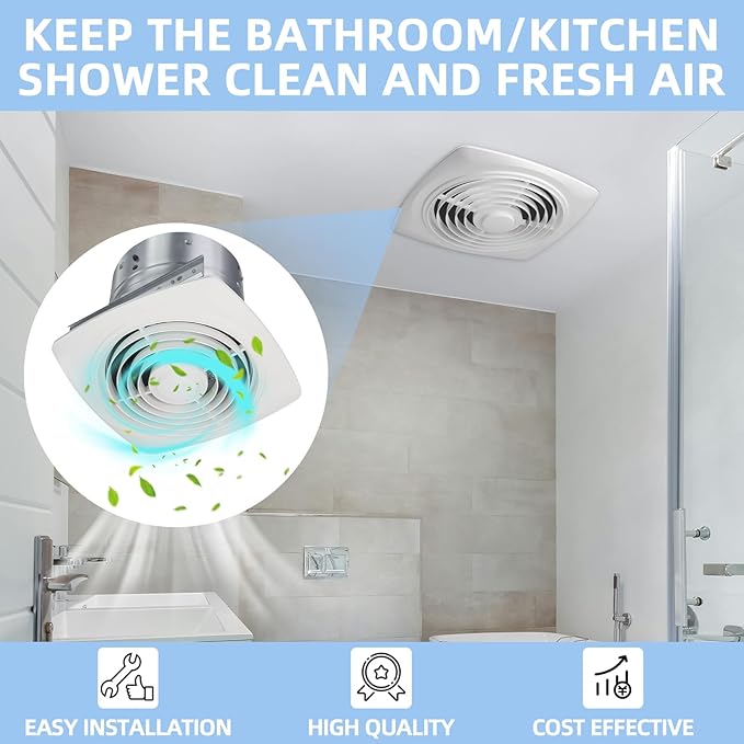 8 Inch Bathroom Exhaust Fan Ceiling Mount 200 CFM 8.5 Sones Kitchen Exhausts Fans,505 Exhaust Fan for Broan-NuTone,Vertical Discharge Ceiling Ventilation Fan for Bathroom Kitchen Laundry Room Garage - Image 8