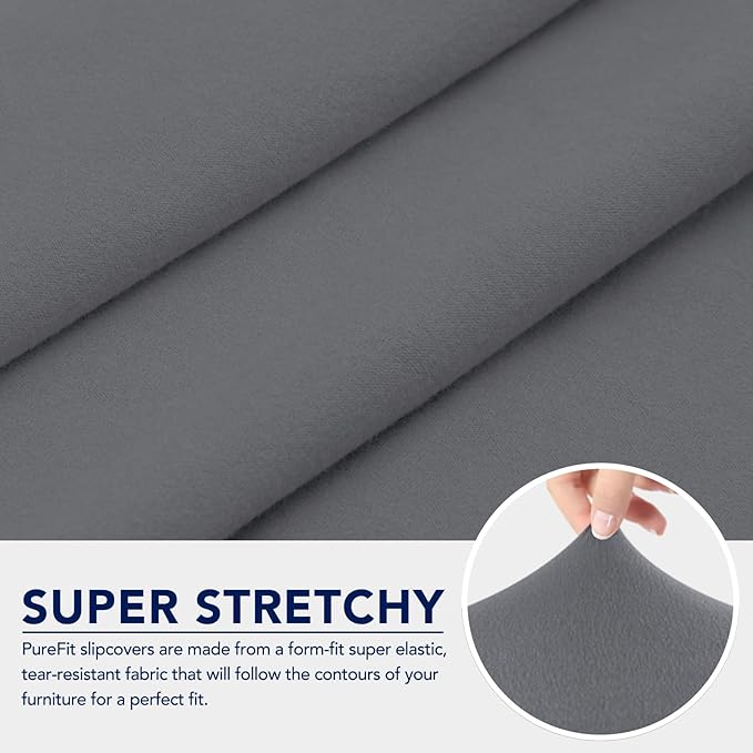 PureFit 100% Dual Waterproof Couch Cover Slipcovers for Couches and Sofas - Stretch Non Slip Fleece Sofa Covers Washable, Leakproof Furniture Protector for Kids, Pets, Dog (Loveseat, Gray) - Image 5