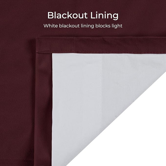 TWOPAGES Luxury Velvet Curtain Pinch Pleated Burgundy Curtain 102 inch Long Thermal Insulated Blackout Drapes for Bedroom Living Room Indoor Window (1 Panel,Burgundy,52Wx102L) - Image 5
