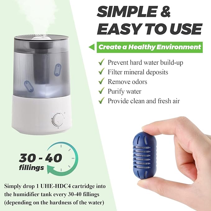 Techecook 10Pack Demineralization Cartridge Fit for HoMedics Ultrasonic Humidifier Demineralization Cartridge Filter UHE-HDC4, Eliminate White Mist|Prevent Hard Water Build-Up|Filter Mineral Deposits - Image 3