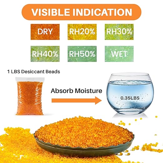 Sukh Orange Silica Desiccant Beads 430G - Indicating Silica Gel Beads Drying Silicone Reusable Desiccant Dehumidifier for Camera,Electronic,Books,Documents,Clothes,Painting,Jewelry - Image 3