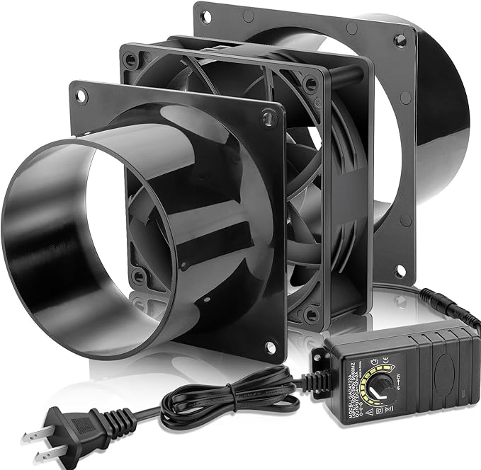 120mm x 38mm 4 Inch Duct Booster Small 12V Exhaust Fan with AC Variable Controller for DIY Paint/Dryer/Smoker/Growtent/3D Laser/Solder Fume Extractor-D1238 by CoolingFan