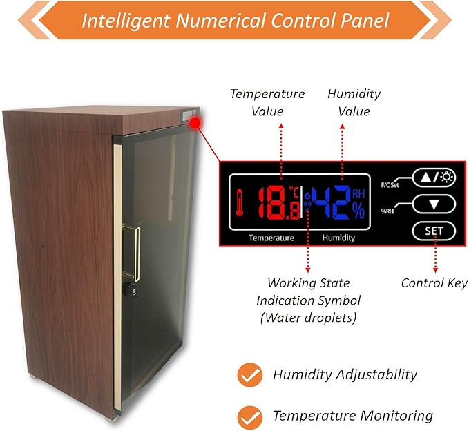 Musical Instrument Dehumidifying Dry Cabinet Box Bass Violin Display Case with Hygrometer Electronic Humidity Control Storage for Guitar Bass Violin 35-60% RH 110V - Image 3