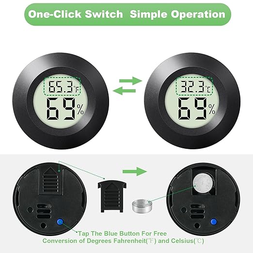 4-Pack Mini Hygrometer Thermometer Indoor Outdoor Round Humidity Meter, Small Digital LCD Monitor Thermometer Temperature Gauge Humidity Sensor (℉) or (℃) for Reptile Thermostat, Jars - Image 2