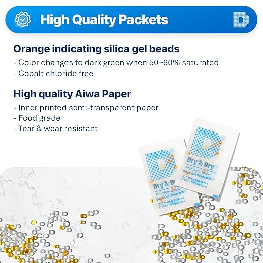 Dry & Dry 2 Gram [6000 Packets] Premium Orange Indicating Silica Gel Packets Desiccants - Food Safe Silica Packets Silica Gel Silica Gel Packets - Image 2