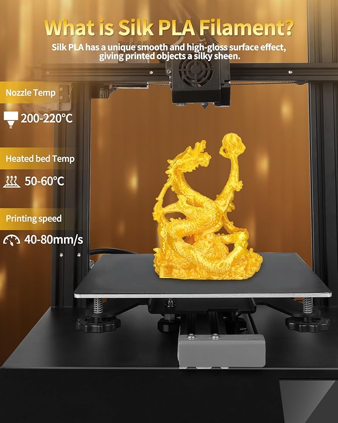 LANDU Silk PLA Filament 1.75mm Gold 1KG, 3D Printer Filament Dimensional Accuracy +/- 0.02mm, 1kg Cardboard Spool(2.2lbs), Neatly Wound 3D Printing Filament Fits for Most FFF 3D Printers, Gold - Image 6