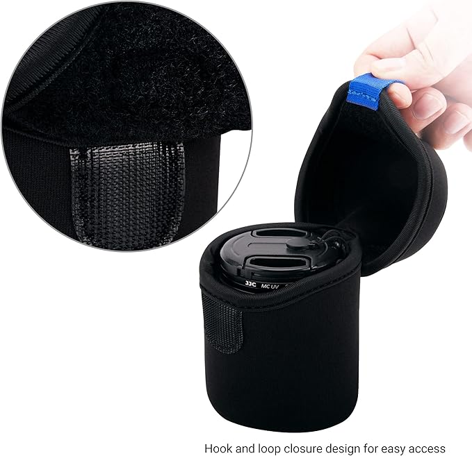 JJC Water Resistant Neoprene Camera Lens Pouch Case, Fold-Over Lens Bag for Mirrorless Lenses Up to 2.6 x 3.1(D X H) for Canon RF 50mm f/1.8, Sony FE 55mm f/1.8, Sigma 56mm f/1.4 etc. - Image 4