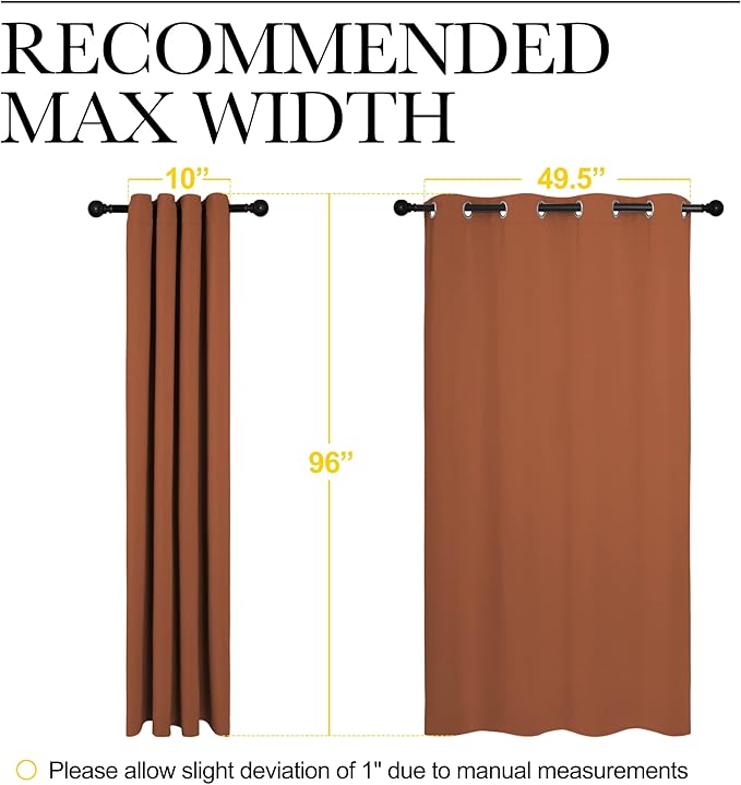 NICETOWN Burnt Orange Blackout Curtains for Sliding Door - 55 by 96, 2 Pieces, Blocking Out Sunlight Window Treatment Modern Design Grommet Curtain Panels for Dining Room - Image 7