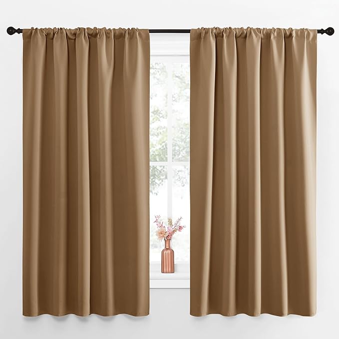 NICETOWN Blackout Curtains for Living Curtains, Gold Brown, Set of 2, 52 by 63 Inch, Window Treatment Blackout Curtain Panels, Home Decor Thermal Insulated Solid Drapes for Bedroom by NICETOWN
